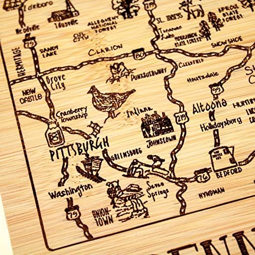 Totally Bamboo A Slice of Life Pennsylvania Engraved Map Cutting Board