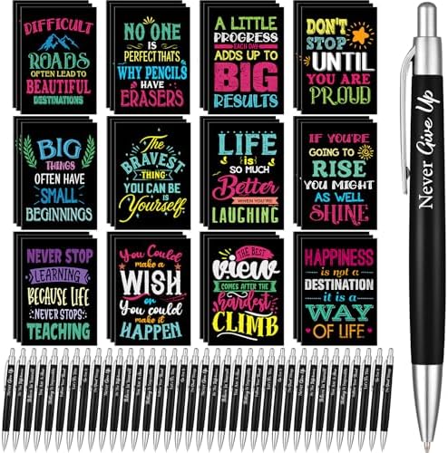 Yeaqee 72 Pcs Motivational Pen Notepad Gifts Bulk Set, Inspirational