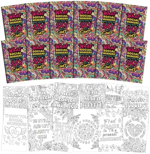 Tenceur 12 Pcs Social Worker Coloring Books Appreciation Gifts for