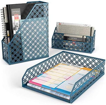 ARTEZA Desk Organizer Set, 6-Piece Dark Green, Includes Pencil Cup