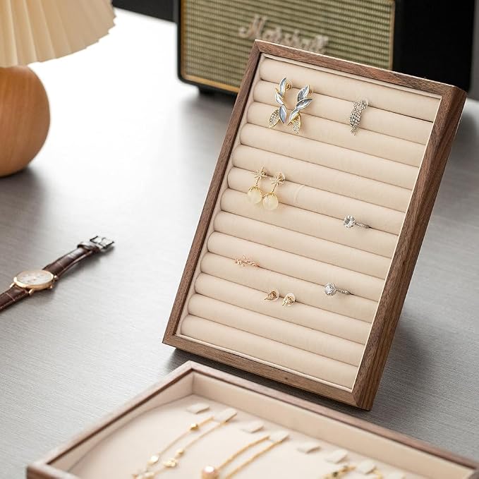 Black Walnut & Velvet Jewelry Tray - Field & Blessing