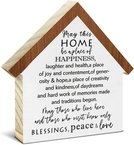 Home Sweet Home Sign Housewarming Gifts New House Decor New Apartment Gift Inspirational Decor House Shaped Wooden Block Sign for Farmhouse Office Living Room Tabletop