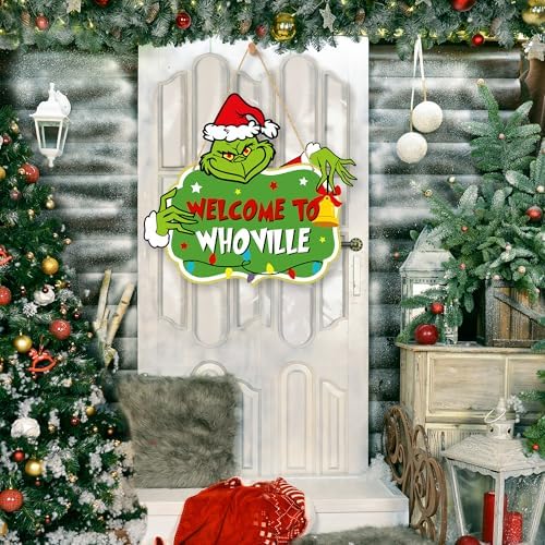 Christmas Decorations Hanging Signs Christmas Door Sign Welcome to