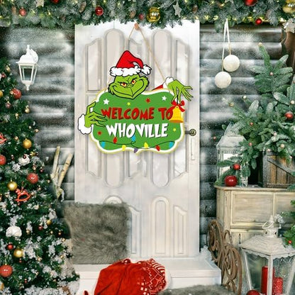 Christmas Decorations Hanging Signs Christmas Door Sign Welcome to
