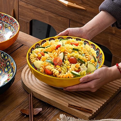 Boho Large Serving Bowls, 10.2 Inch Fruit Salad Bowls, Decorative