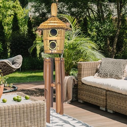 Bellaa Bamboo Wind Chimes, Bird House