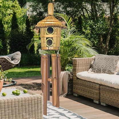 Bellaa Bamboo Wind Chimes, Bird House
