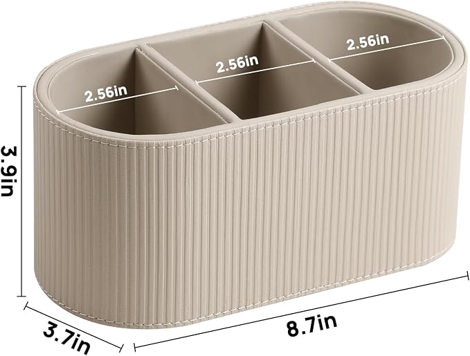 Three-Compartment Leather-Look Remote & Desk Organizer - Field & Blessing