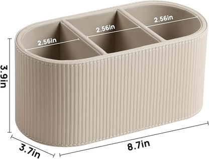 Three-Compartment Leather-Look Remote & Desk Organizer - Field & Blessing