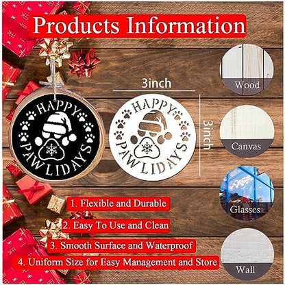60pcs Small Christmas Stencils for Painting on Wood Ornament 3 Inch