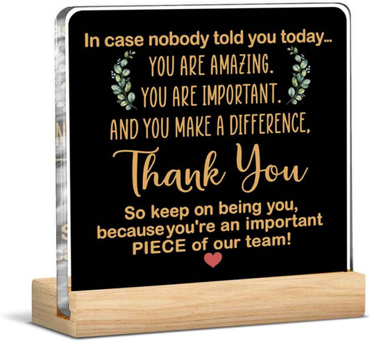 Thank You Gifts for Women Men Coworkers, Employee Appreciation Gifts, Best Team Ever Gift for Colleagues Staff, Inspirational Office Acrylic Sign Desk Decor Black