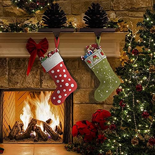 Hxezoc 2 Pack Pine Cone Christmas Stocking Holders, 3D Brown Metal