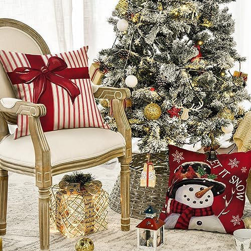 AVOIN colorlife Merry Christmas Let It Snow Joy Stripes Gift Box Red