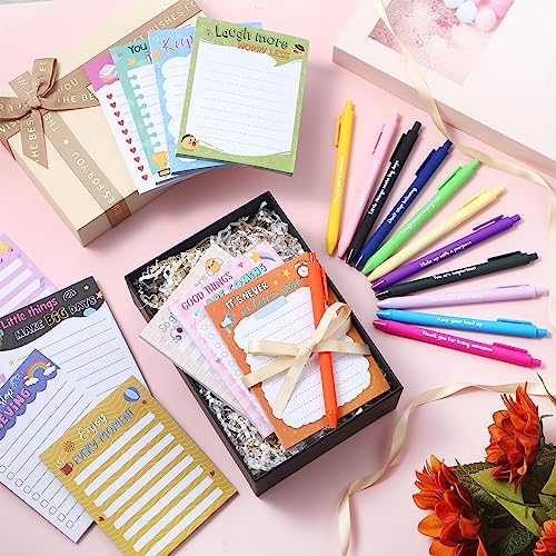 Yeaqee 12 Set Motivational Sticky Notes with Pens, Coworker Gifts