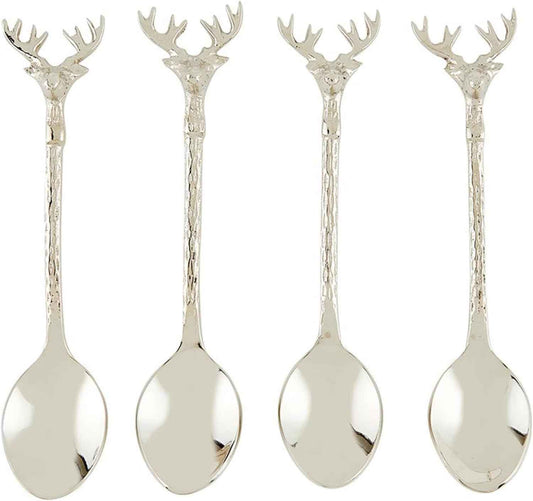 Santa Barbara Design Studio Stag Stainless Steel & Brass Serving Utensils Charcuterie Essentials, Set of 4, Silver Spoons