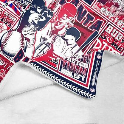 Atlanta Baseball Blanket City Team Color Plush Cozy Throw Gifts
