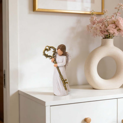 Housewarming Gifts New Home, Key Angel Figurines - House Warming Gifts | Sculpted Hand-Painted Resin Statue for Women, Couple, First Home Buyers, Homeowner, New House New Beginning