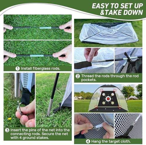 Golf Net with Practice Mat,Golf Hitting Aid Nets 10x7FT for Backyard