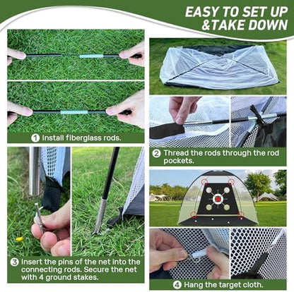 Golf Net with Practice Mat,Golf Hitting Aid Nets 10x7FT for Backyard