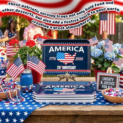 3Pcs 250th Anniversary Patriotic Serving Trays for Dinner Party