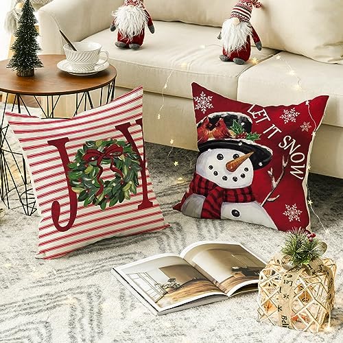 AVOIN colorlife Merry Christmas Let It Snow Joy Stripes Gift Box Red