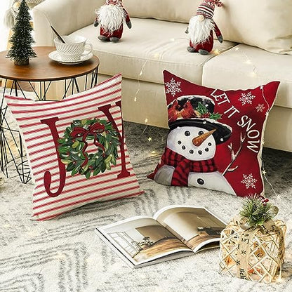 AVOIN colorlife Merry Christmas Let It Snow Joy Stripes Gift Box Red