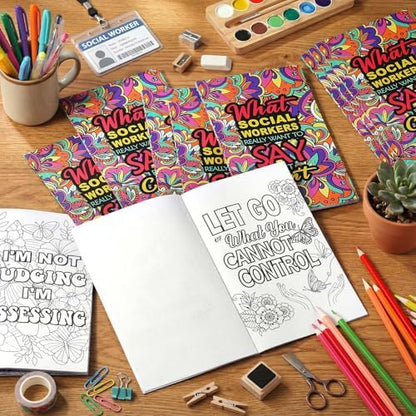 Tenceur 12 Pcs Social Worker Coloring Books Appreciation Gifts for