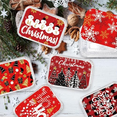 DIYDEC 36PCS Christmas Aluminum Food Containers Foil storage Tin with