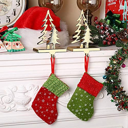 Hotop 2 Pcs Christmas Stocking Holder for Mantle Gold Tree Hanger Hook