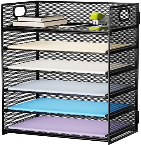 Marbrasse 6 Tier Paper Organizer Letter Tray - Mesh Desk File