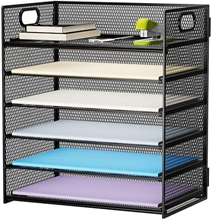 Marbrasse 6 Tier Paper Organizer Letter Tray - Mesh Desk File