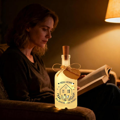 Vetbuosa Housewarming Gifts New Home - New Home Decor for Apartment, Unique Closing Gifts for New Homeowners, Glass Bottle Night Light with Warm LED, Funny First Home Gift Ideas for Women Men Friends