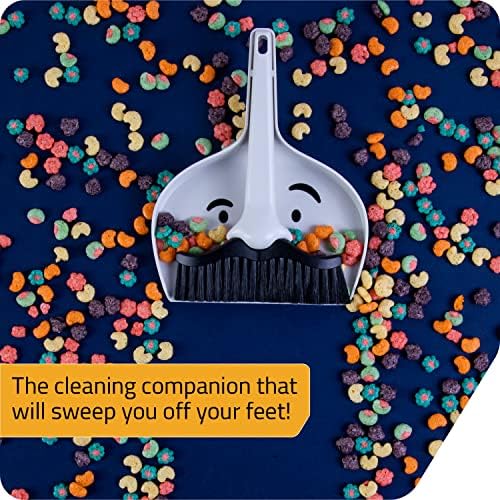 Peleg Design Dustache Small Dustpan and Brush Set, Mini Broom and