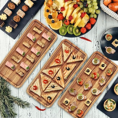 Anyvape 3 Pack Acacia Wooden Serving Trays, Charcuterie Board