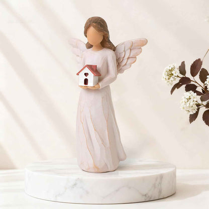 Housewarming Gifts New Home, Angel with House Figurines Hand-Painted | House warming Gifts Ideas for Women, Men, Couple, First Time Home Buyers, Homeowners