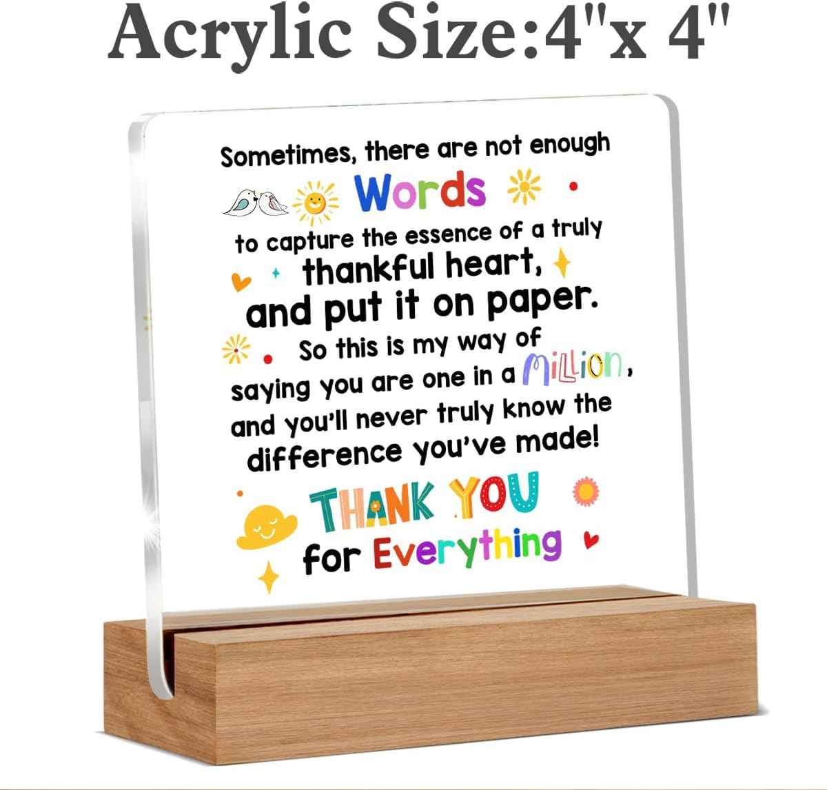 Appreciation Gifts | Thank You Gifts for Coworkers, Friends, Thank You Gift for Women, Men, Desk Decor 4 x 4 Inches