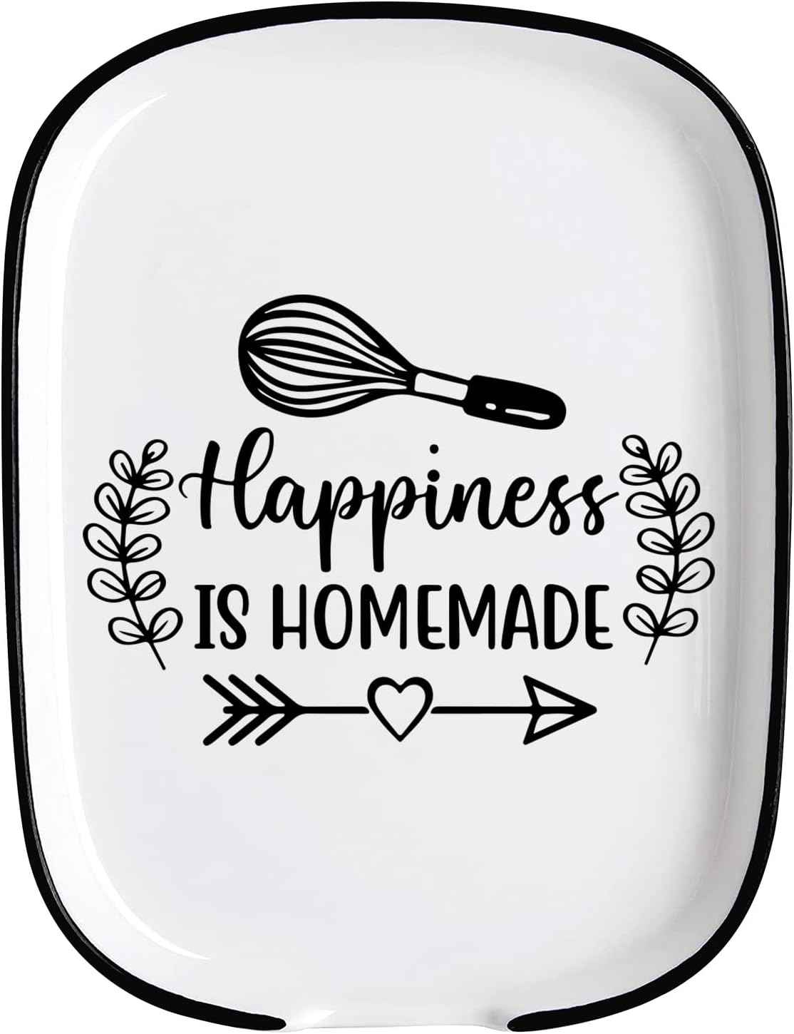 Spoon Fork Rest Happiness Is Homemade Ceramic Heat-Resistant Kitchenware Kitchen Accessory, Suitable for Dinner Party Host, Dining Table, Kitchen Countertop or Stove Top and Gift for Home Chef
