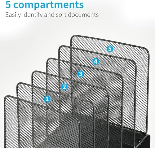 LEKETREE File Organizer for Desk, File Folder Organizer with 5-Section