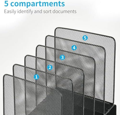 LEKETREE File Organizer for Desk, File Folder Organizer with 5-Section