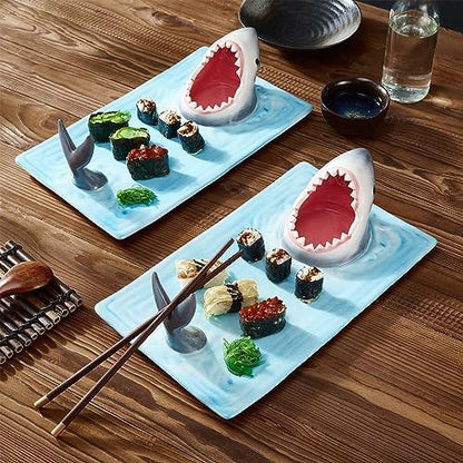 Shark Plates, Shark Sushi Plate, Handmade Ceramic Taco Holder