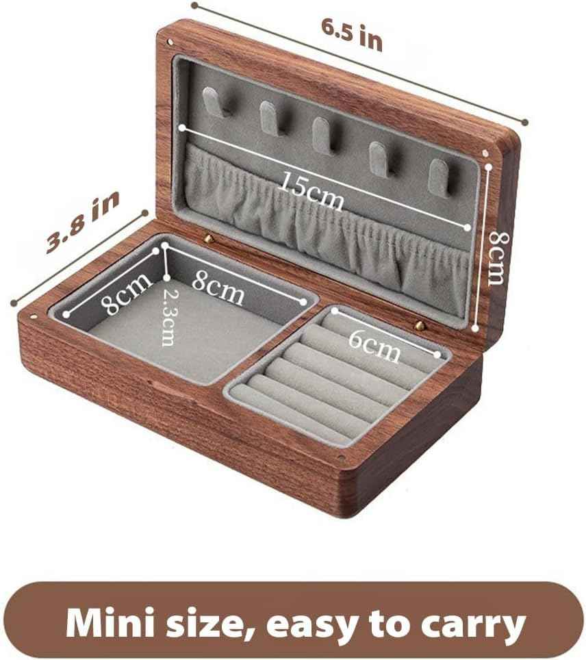 Vintage Walnut Travel Jewelry Box, Small