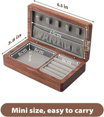 Vintage Walnut Travel Jewelry Box, Small