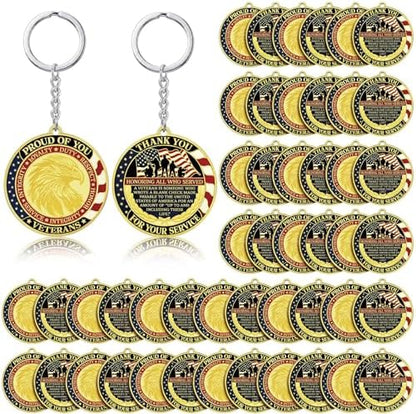 48 Pcs Veterans Keychains Gifts Military Keychain Accessories Thank