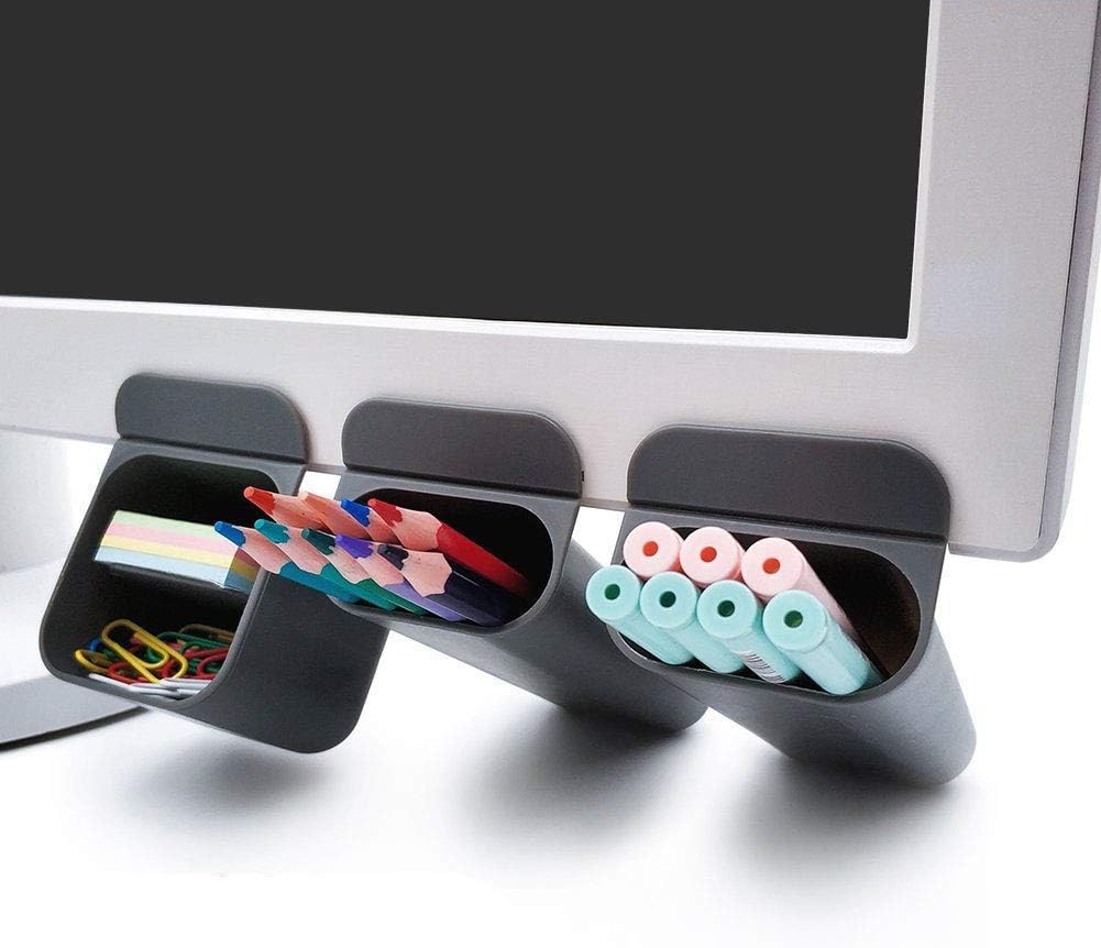 Goblin's Treasures New Creative DIY Screen Pen Pencil Holders Desktop Accessories Desk Organizers Containers Storage Bags-3 Pack,polypropylene (Gray)