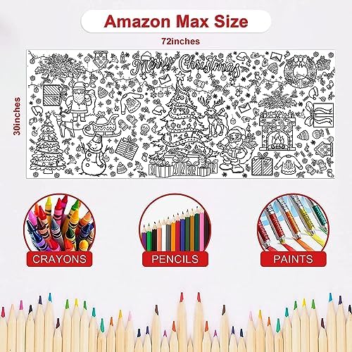 OHOME Xmas Giant Coloring Poster/Tablecloth-Christmas Crafts for