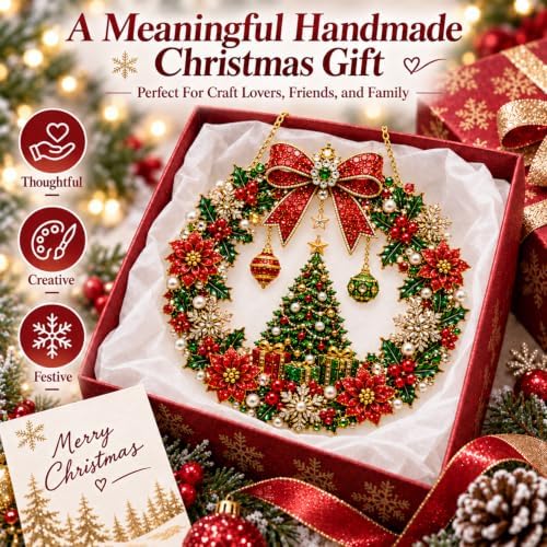 Christmas Pearl Diamond Art Kit for Adults, DIY Suncatcher Ornament