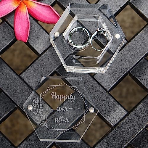 Engraved Wedding Ring Boxes for Ceremony Acrylic Ring Bearer Box for
