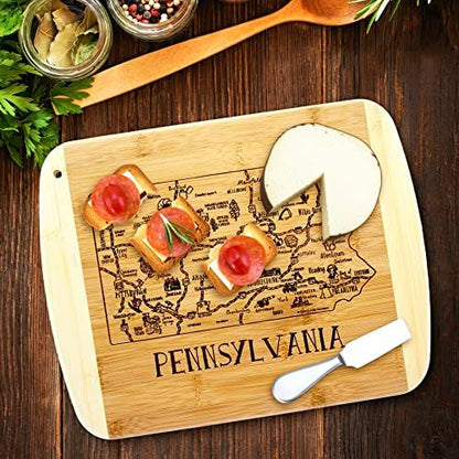 Totally Bamboo A Slice of Life Pennsylvania Engraved Map Cutting Board
