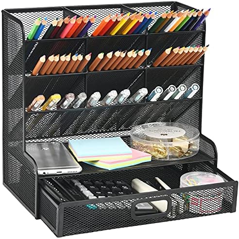 Marbrasse Mesh Pen Holder for Desk, Multi-Functional Pencil Organizer