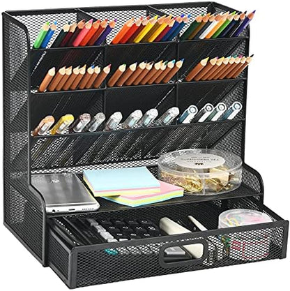 Marbrasse Mesh Pen Holder for Desk, Multi-Functional Pencil Organizer